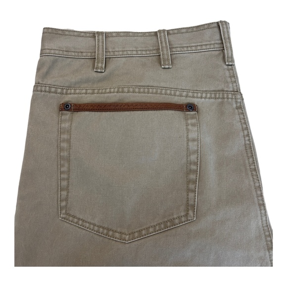 Orvis 5 Pocket Leather Trim Jeans Beige Heavy Twill Denim Workwear Mens 38 x 30 - Picture 6 of 8